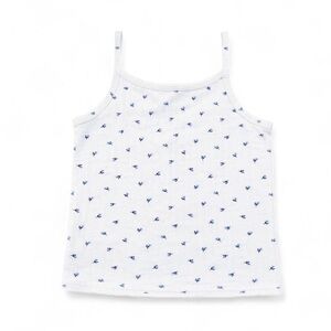 White Blue Floral Tank Top